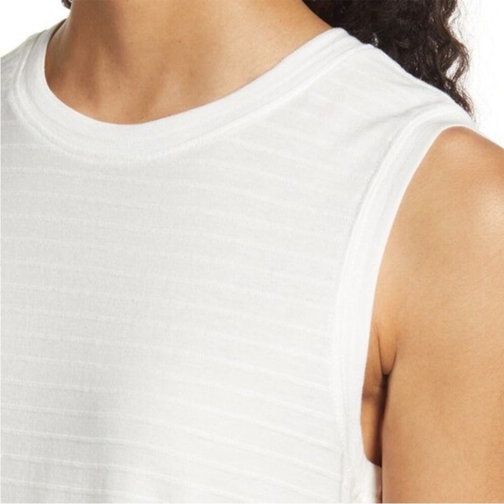 Marine Layer "Lydia" Textured White Cream Stripe Cropped Tank - Picture 6 of 16